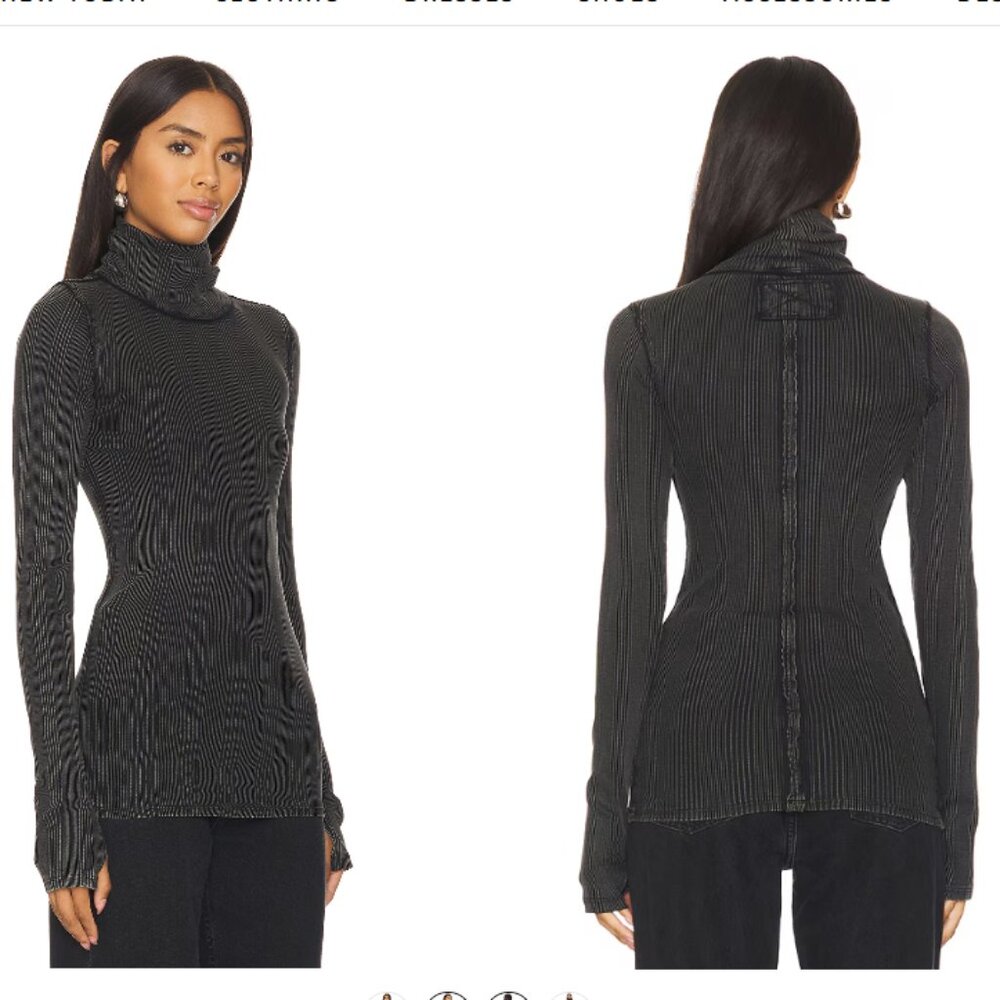 NEW Free People Brynn Turtleneck Sweater in black 1225 1s6